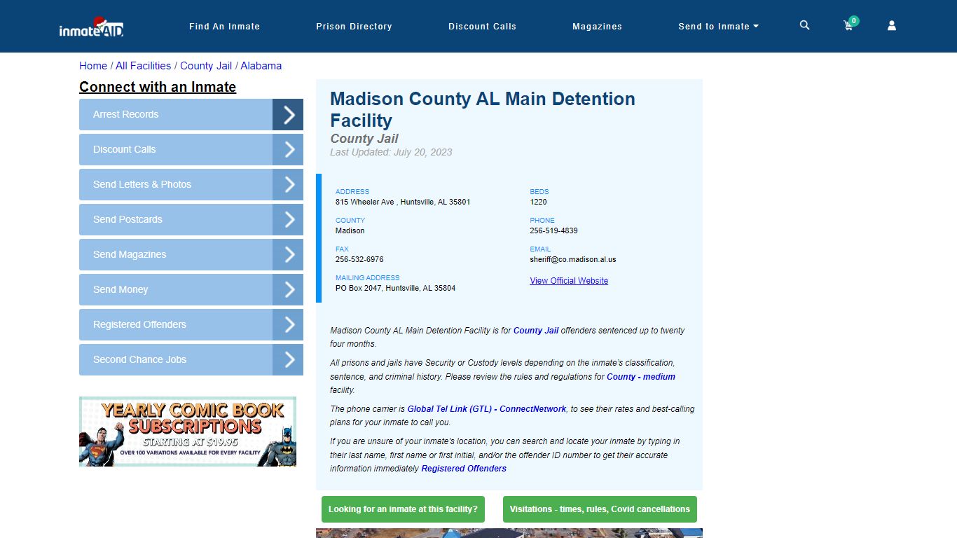 Madison County AL Main Detention Facility - Inmate Locator - Huntsville, AL